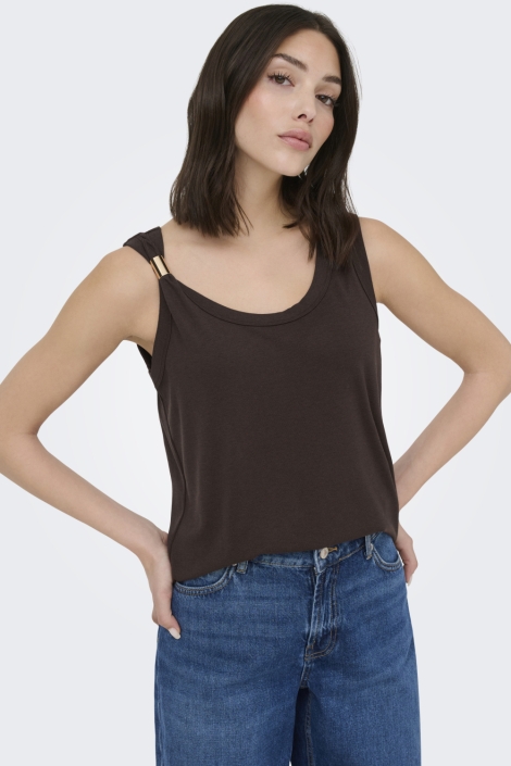 Jacqueline de Yong bruine dames top | Model vooraanzicht