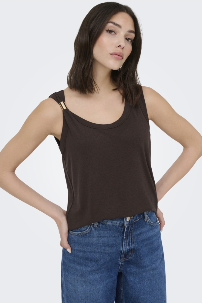 Jacqueline de Yong bruine dames top | Model vooraanzicht