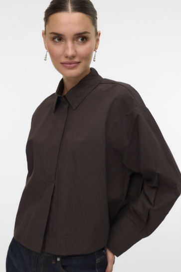 Vero Moda VMJULIET LS SHORT SHIRT WVN VIP 10342920 CHOCOLATE TORTE