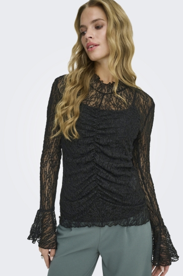 Jacqueline de Yong jdylala l/s high neck lace top jrs Zwart