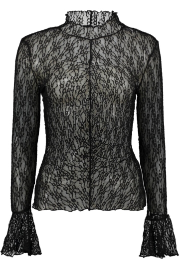 Jacqueline de Yong JDYLALA L/S HIGH NECK LACE TOP JRS 15377339 BLACK