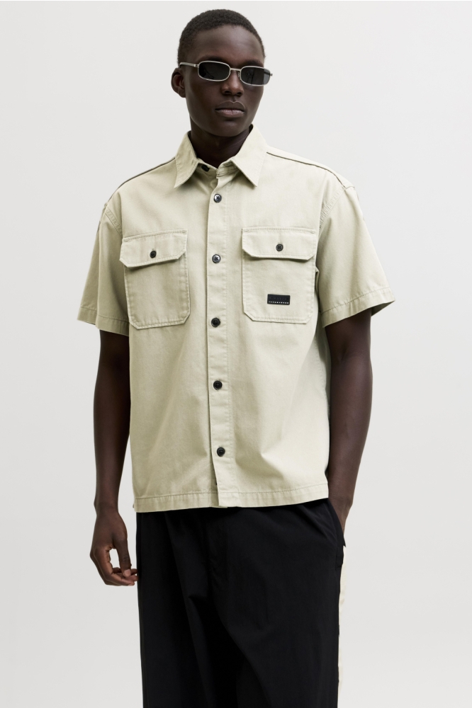 Jack & Jones beige heren overhemd | Vooraanzicht
