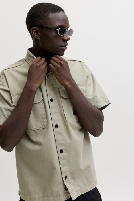 Jack & Jones groene heren overhemd | Model vooraanzicht