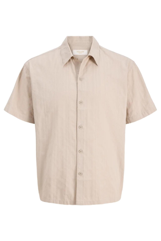 Jack & Jones beige heren overhemd | Vooraanzicht