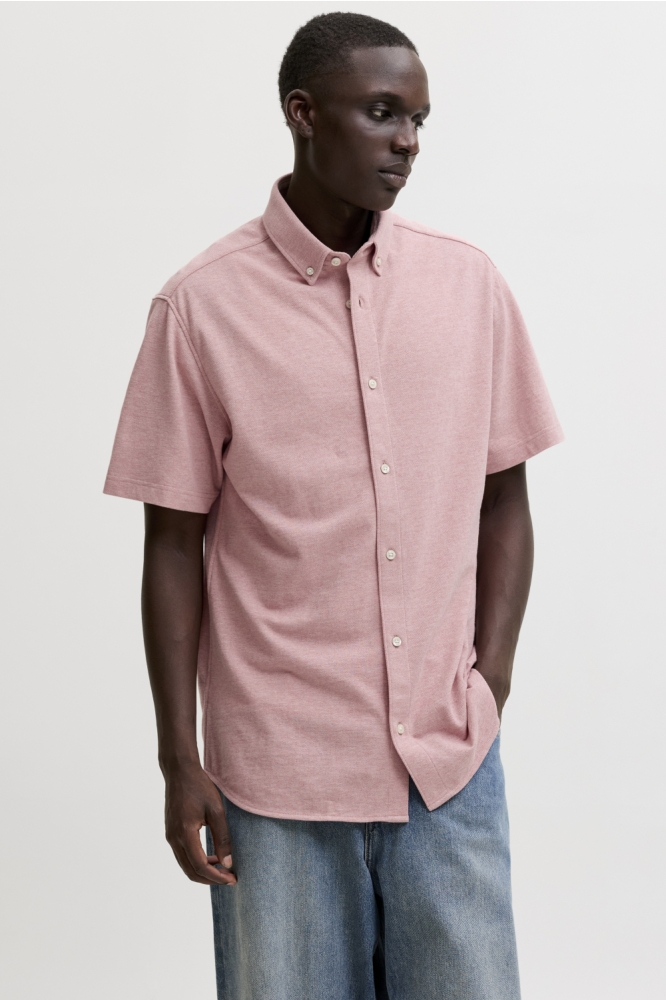 Jack & Jones roze heren overhemd | Model vooraanzicht