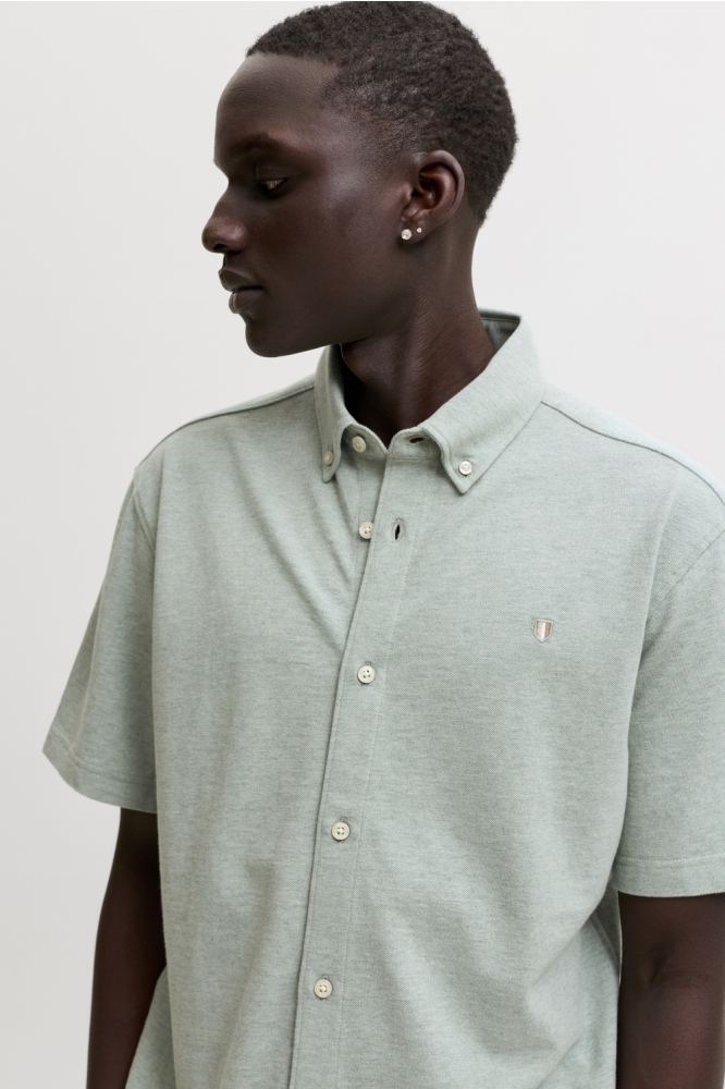 Jack & Jones groene heren overhemd | Model vooraanzicht