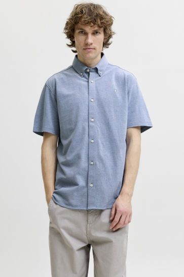 Jack & Jones jprblublake pique detail s/s shirt Blauw