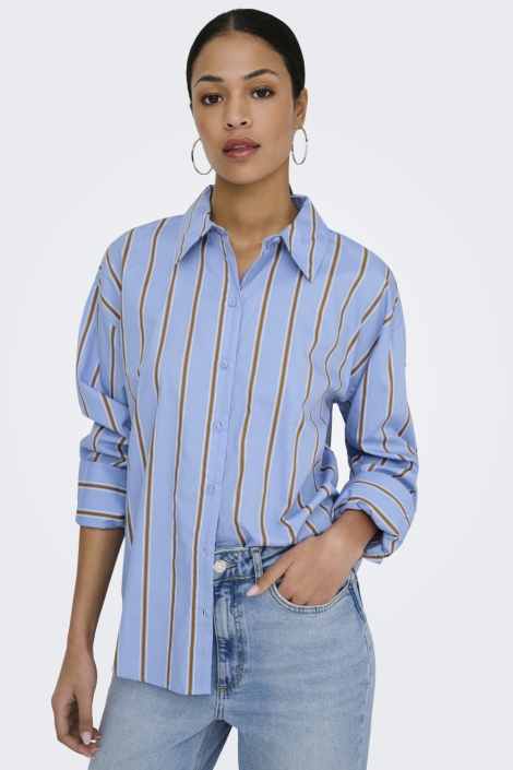 Jacqueline de Yong blauwe dames blouse | Model vooraanzicht