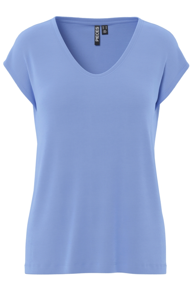 Pieces blauwe dames t-shirt | Vooraanzicht