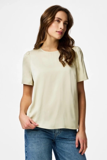 Pieces T-shirt PCJESSA SS O NECK TOP WVN NOOS 17162346 SILVER LINING