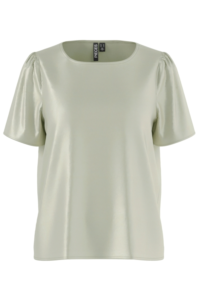 Pieces beige dames t-shirt | Vooraanzicht