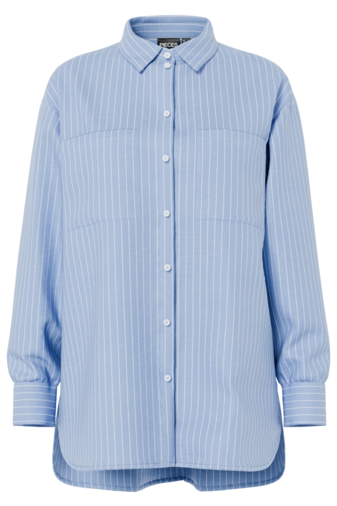 Pieces blauwe dames blouse | Vooraanzicht