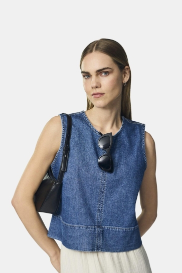 Pieces Top PCSILKE SL DENIM TOP NOOS BC 17162851 MEDIUM BLUE DENIM