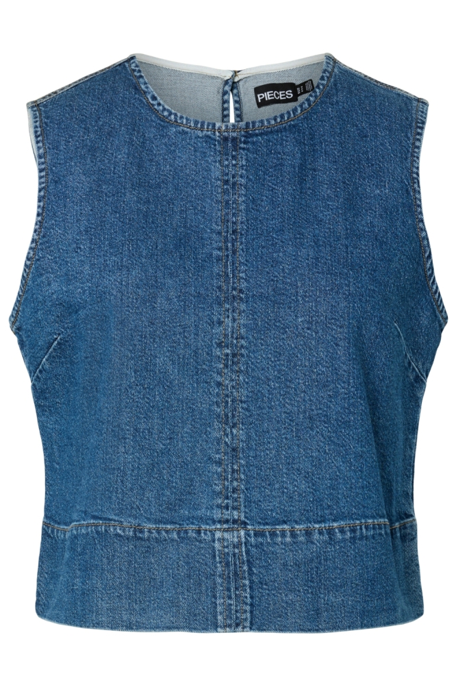 Pieces blauwe dames top | Vooraanzicht