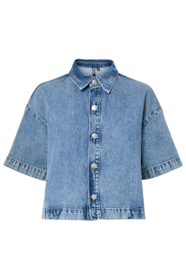 Pieces Blouse PCSKY SS A SHAPE DENIM TOP NOOS BC 17162373 MEDIUM BLUE DENIM