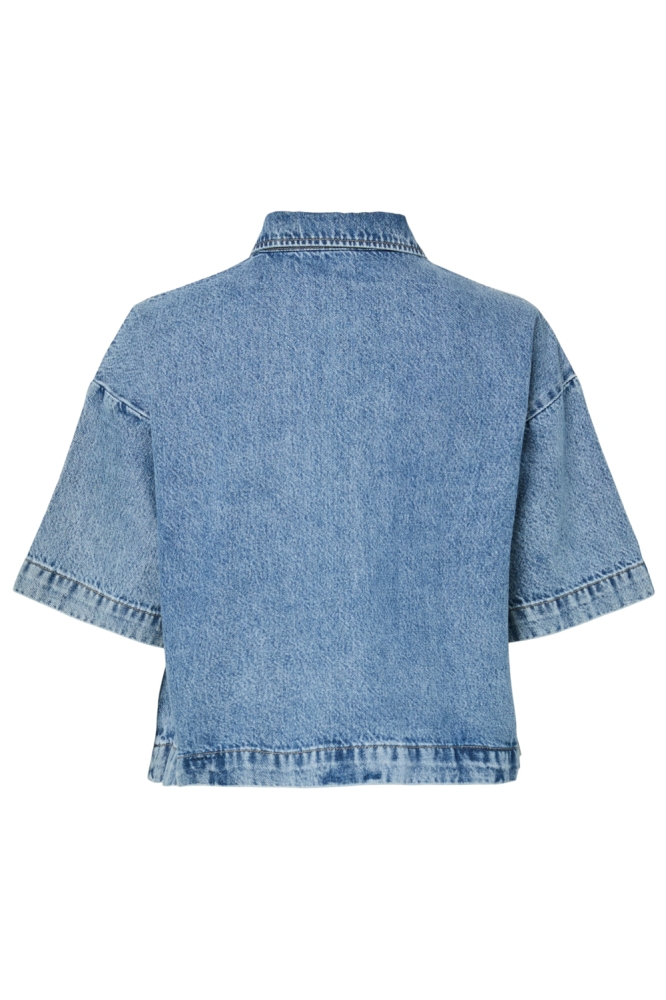 Pieces blauwe dames blouse | Achteraanzicht