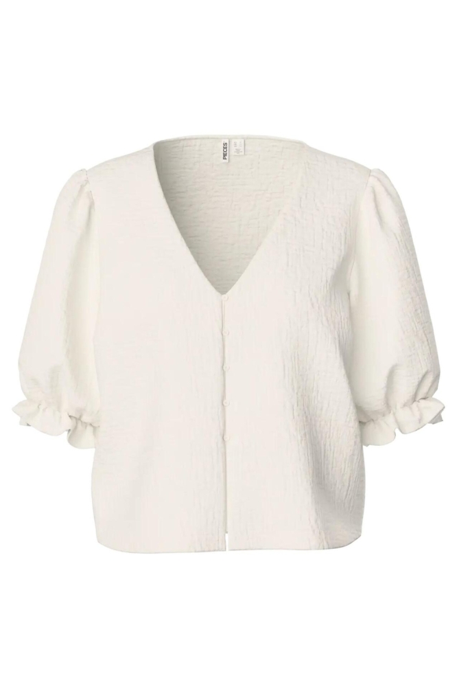 Pieces witte dames blouse | Vooraanzicht