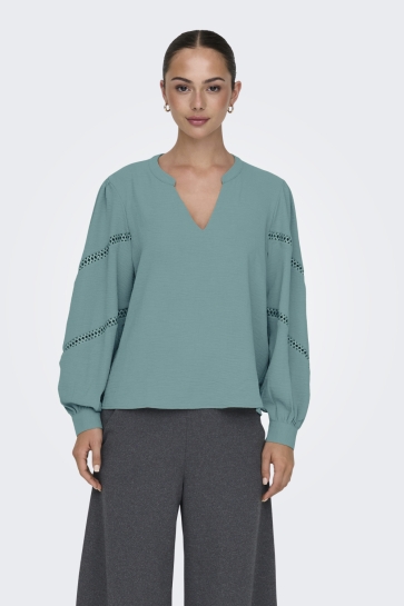 Jacqueline de Yong JDYLION LIFE L/S V-NECK VOLUME TOP 15333336 Sea Pine