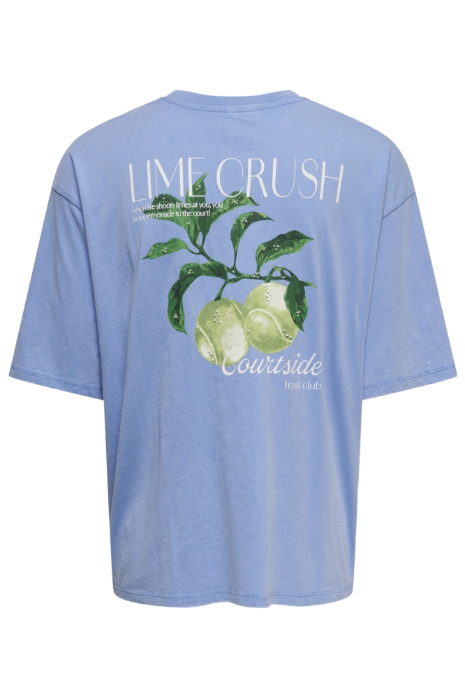 Only blauwe dames t-shirt | Achteraanzicht