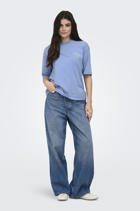 Only blauwe dames t-shirt | Model