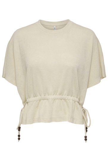 Only onlpearl s/s elastic waist top jrs Beige