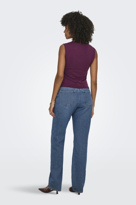 Only bordeaux dames top | Model achteraanzicht