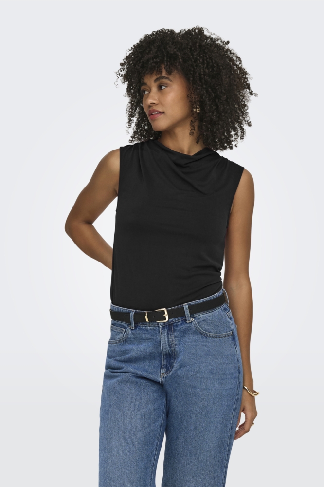 Only zwarte dames top | Model vooraanzicht