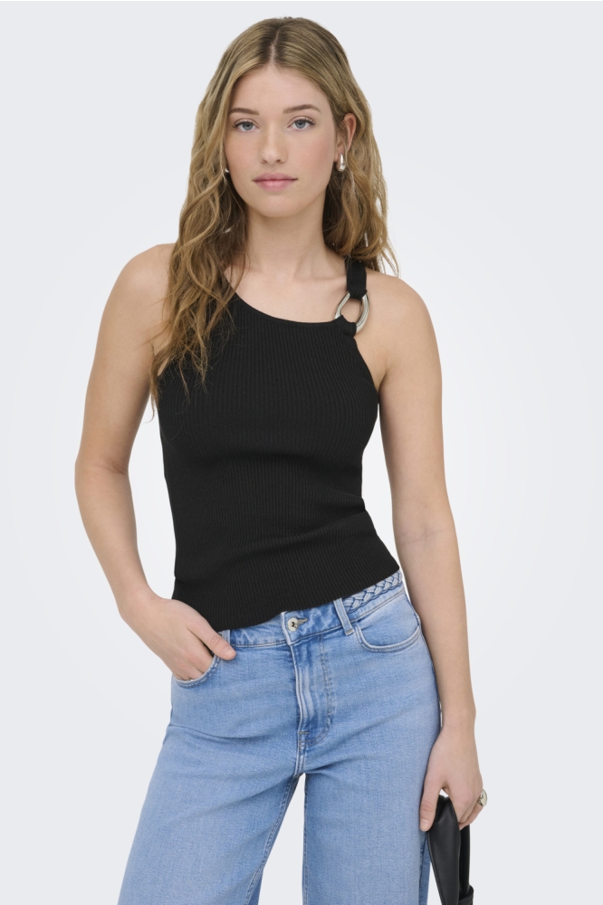 Only zwarte dames top | Model vooraanzicht