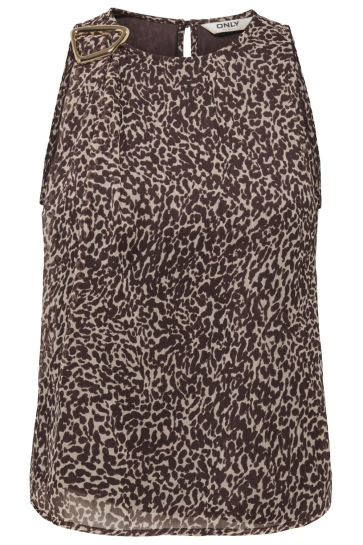 Only Blouse ONLLOLA-PENINNA S/L BUCKLE TOP WVN 15371867 CHOCOLATE MARTINI/LEO COW DREAMS