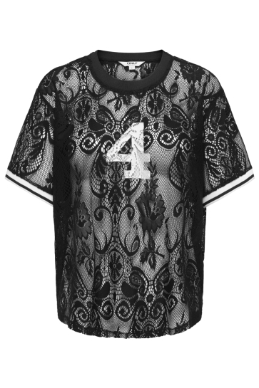 Only onljules s/s lace top wvn Zwart