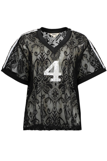 Only T-shirt ONLJULES S/S LACE TOP WVN 15371479 BLACK