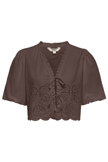 Only onlbryson s/s short emb tie top wvn Bruin