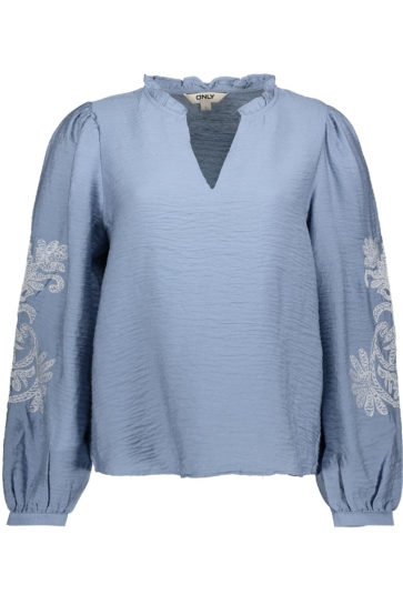 Only onlnew malou l/s emb top wvn cs Blauw