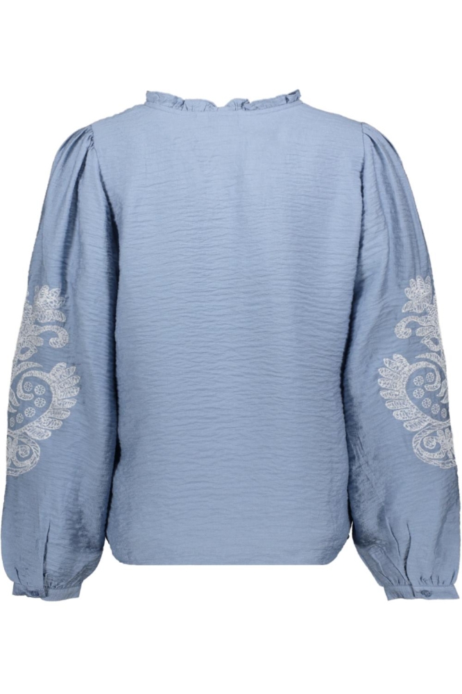 Only blauwe dames blouse | Achteraanzicht