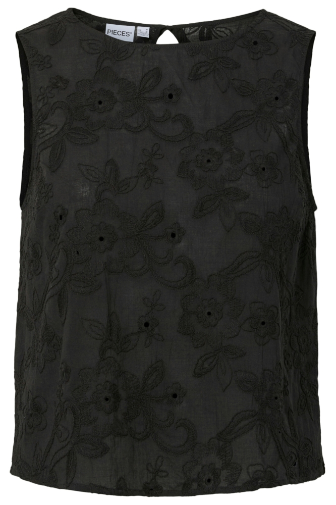 Pieces zwarte dames top | Vooraanzicht