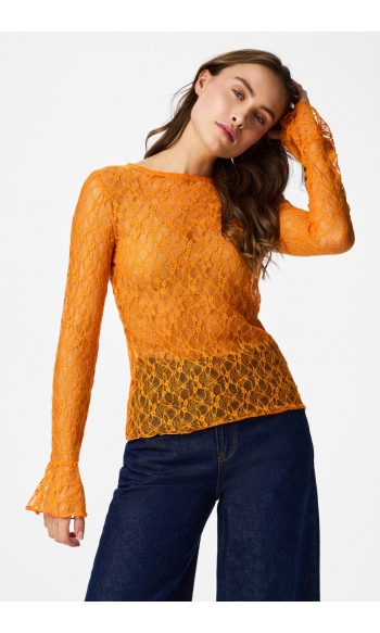 PCFLAISA LS O NECK LACE TOP JRS D2D 17166263 Russet Orange