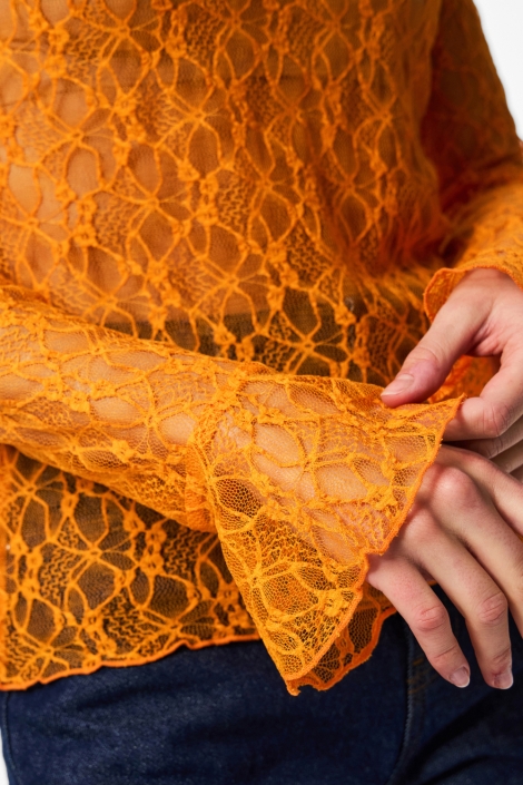 Pieces oranje dames top | Close up