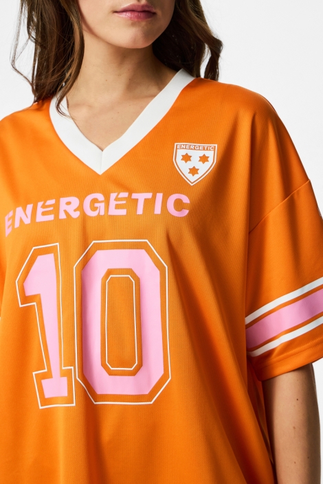 Pieces oranje dames t-shirt | Close up