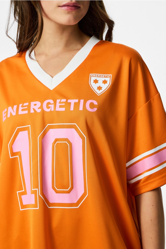 Pieces oranje dames t-shirt | Close up