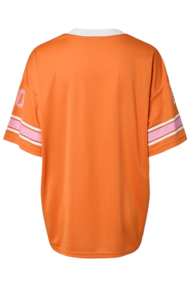 Pieces oranje dames t-shirt | Achteraanzicht