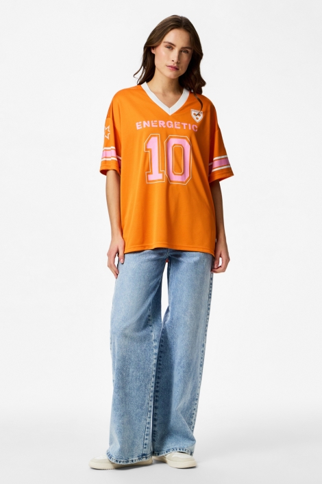 Pieces oranje dames t-shirt | Model