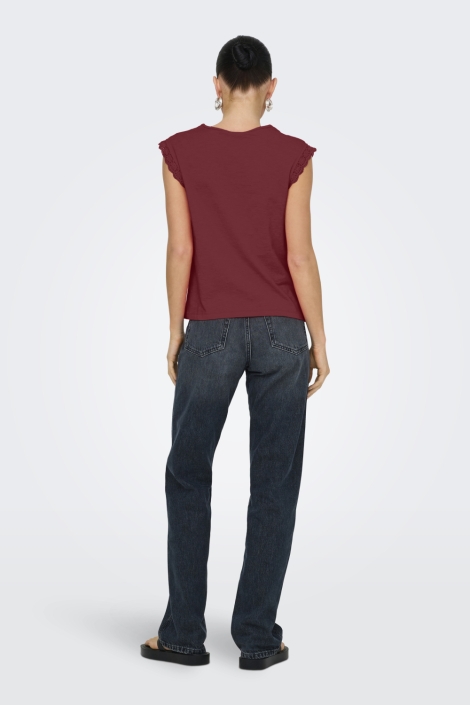 Jacqueline de Yong bordeaux dames top | Model achteraanzicht