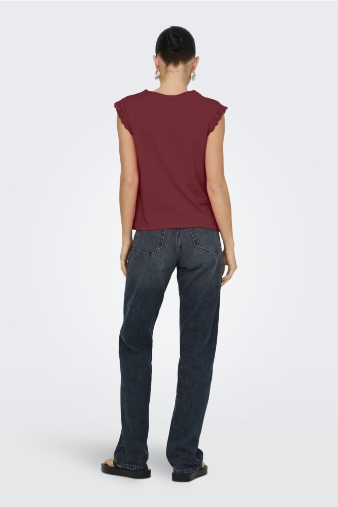 Jacqueline de Yong bordeaux dames top | Model achteraanzicht