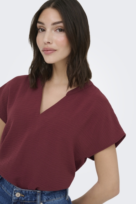 Jacqueline de Yong bordeaux dames t-shirt | Close up