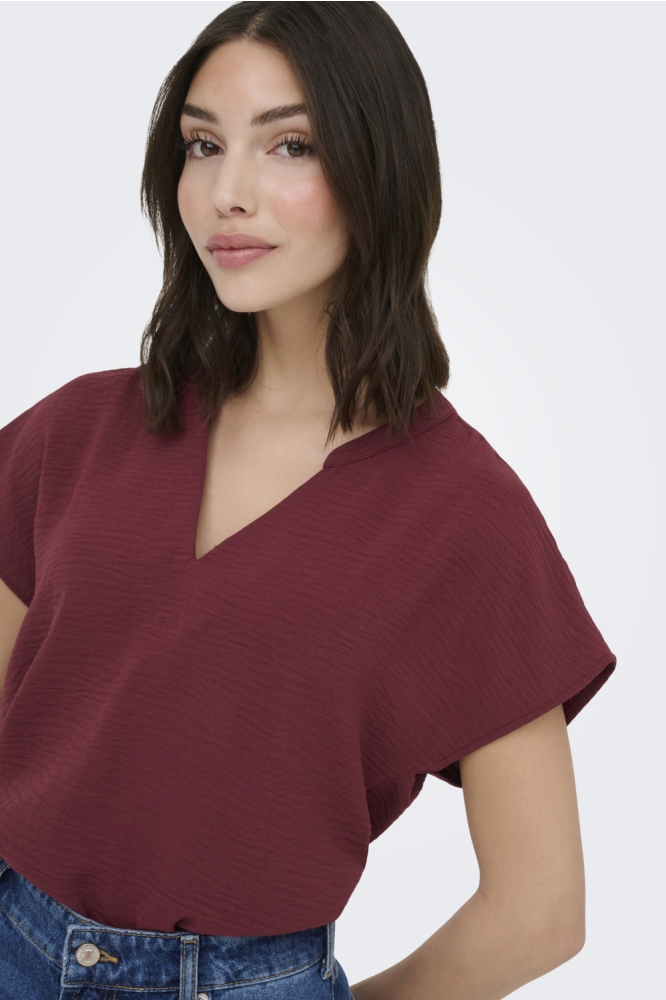 Jacqueline de Yong bordeaux dames t-shirt | Close up