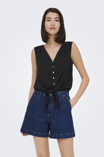 Jacqueline de Yong Top JDYVIOLET LIFE S/L KNOT TOP WVN NOO 15296987 BLACK