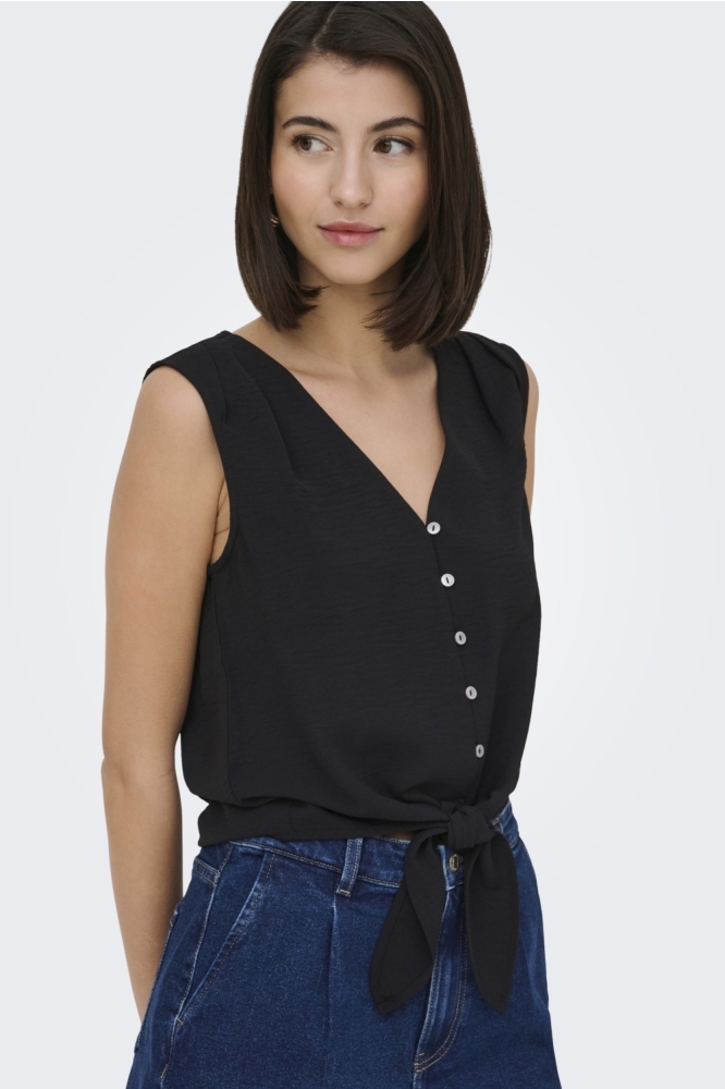 Jacqueline de Yong zwarte dames top | Model zijaanzicht