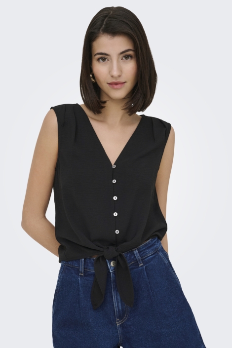 Jacqueline de Yong zwarte dames top | Model vooraanzicht