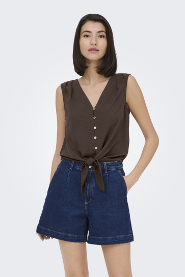 Jacqueline de Yong Top JDYVIOLET LIFE S/L KNOT TOP WVN NOO 15296987 CHOCOLATE BROWN