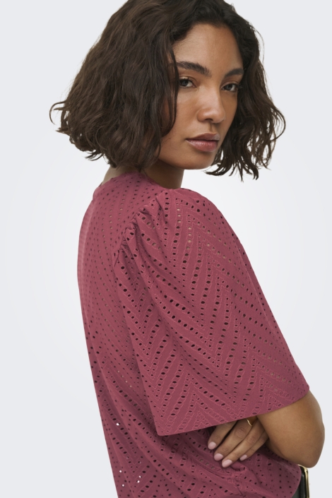 Jacqueline de Yong bordeaux dames t-shirt | Close up